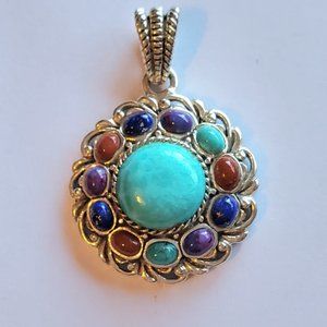 MULTI-COLORED STONE PENDANT – 925 Silver